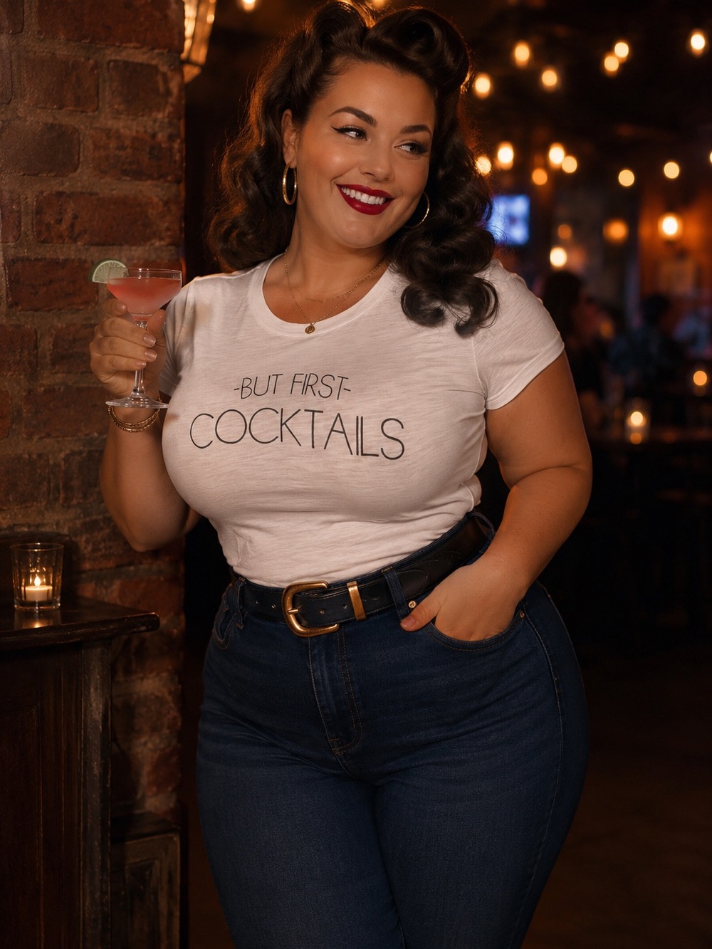 torrid White Slim Fit Graphic Tee with Black Stripe